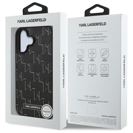 Karl Lagerfeld Hot Stamp MagSafe - Etui iPhone 16 Plus (czarny) (KLHMP16MPKHPORPK)
