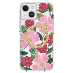 Rifle Paper Clear MagSafe - Etui iPhone 14 / iPhone 13 zdobione złotem (Rose Garden) (RP049188)