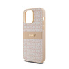 DKNY Leather Mono Stripe & Metal Logo - Etui iPhone 14 Pro (różowy) (DKHCP14LPRTHSLP)