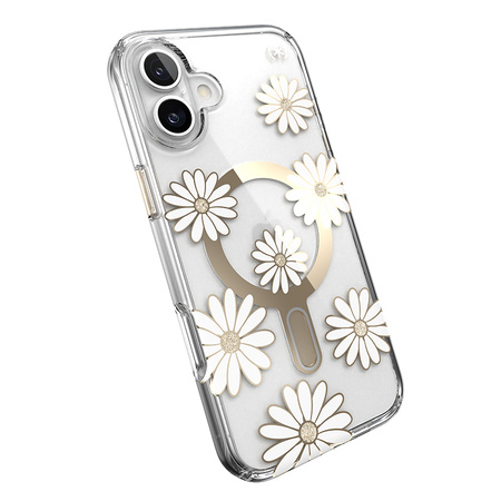 Speck Presidio Lux ClickLock & MagSafe - Etui iPhone 16 Plus (Sunshine Daisies / Clear / Gold) (150749-3257)
