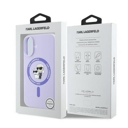 Karl Lagerfeld Silicone Karl & Choupette Ring MagSafe - Etui iPhone 16 Plus (fioletowy) (KLHMP16MSCMKCRHU)