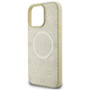 Guess Saffiano Peony Classic Logo MagSafe - Etui iPhone 16 Pro Max (złoty) (GUHMP16XPSAPSMED)
