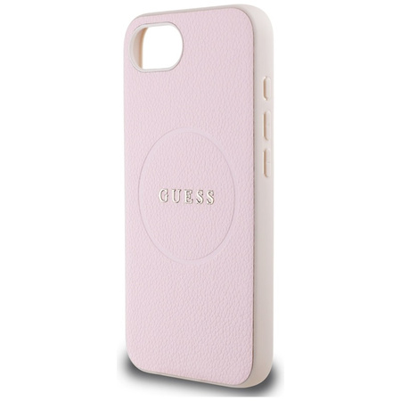Guess Grained Ring MagSafe - Etui do iPhone 16e (różowy) (GUHMPSE4PGHSMMP)