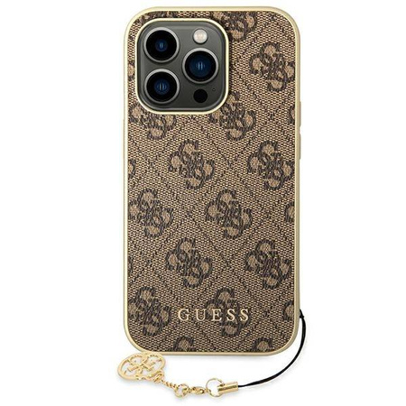 Guess 4G Charms Collection - Etui iPhone 14 Pro (brązowy) (GUHCP14LGF4GBR)