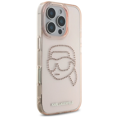 Karl Lagerfeld IML Rhinestones Karl Head - Etui do iPhone 16 Pro (różowy) (KLHCP16LHKHDCELP)