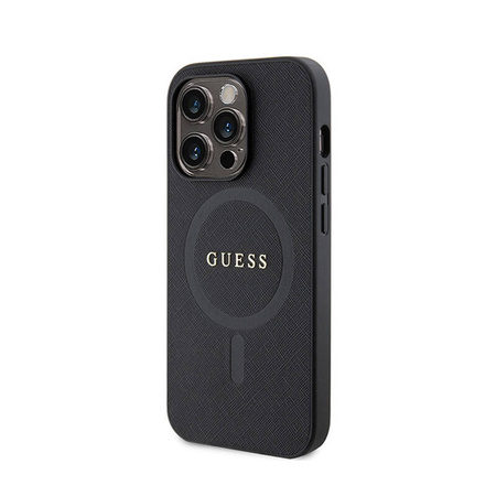 Guess Saffiano MagSafe - Etui iPhone 15 Pro (czarny) (GUHMP15LPSAHMCK)