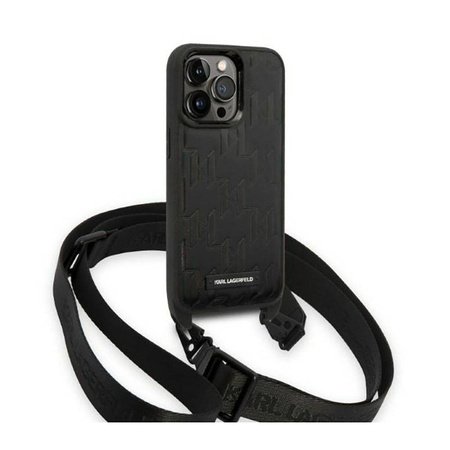 Karl Lagerfeld Monogram Plaque Logo Strap - Etui iPhone 14 Pro (czarny) (KLHCP14LSTMMK)