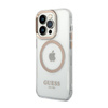 Guess Metal Outline Magsafe - Etui iPhone 14 Pro (przezroczysty / złoty) (GUHMP14LHTRMD)