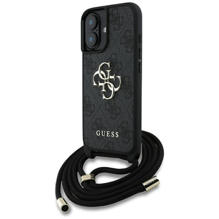 Guess 4G Big Logo Cord Strap Crossbody - Etui do iPhone 16 Plus (czarny) (GUHCP16MP4GMGCRK)