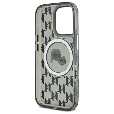 Karl Lagerfeld IML Monogram Karl & Choupette Head MagSafe - Etui iPhone 16 Pro (czarny) (KLHMP16LHMCKMHK)