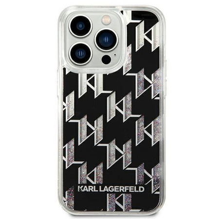 Karl Lagerfeld Monogram Liquid Glitter - Etui iPhone 14 Pro Max (czarny) (KLHCP14XLMNMK)
