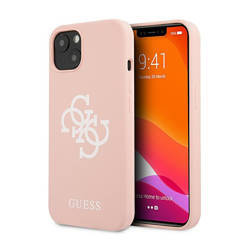 Guess Silicone 4G Big Logo - Etui iPhone 13 mini (różowy) (GUHCP13SLS4GWPI)