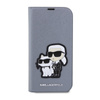 Karl Lagerfeld Booktype NFT Saffiano Karl & Choupette - Etui iPhone 14 Pro Max (Srebrny) (KLBKP14XSANKCPG)