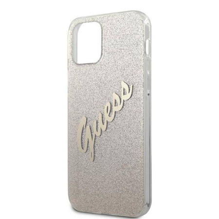 Guess Glitter Gradient Script - Etui iPhone 12 Pro Max (złoty) (GUHCP12LPCUGLSGO)