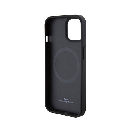BMW Leather Hot Stamp MagSafe - Etui iPhone 15 (Czarny) (BMHMP15SSLLBK)
