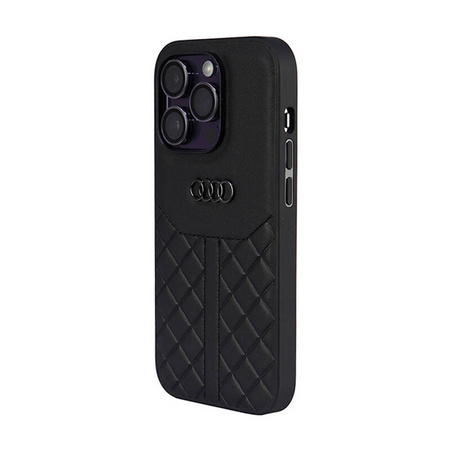 Audi Genuine Leather - Etui iPhone 14 Pro (Czarny) (AU-TPUPCIP14P-Q8/D1-BK)