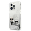 Karl Lagerfeld Liquid Glitter Karl & Choupette - Etui iPhone 13 Pro (srebrny) (KLHCP13LGKCS)