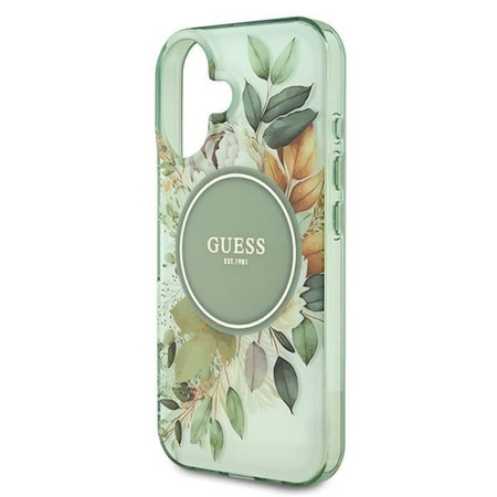Guess IML Flower & Tonal Circle MagSafe - Etui iPhone 16 Plus (zielony) (GUHMP16MHFWBDCEN)
