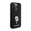 Karl Lagerfeld Silicone Ikonik Metal Pin - Etui iPhone 15 Pro (czarny) (KLHCP15LSMHKNPK)