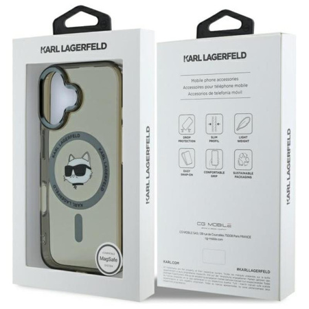 Karl Lagerfeld IML Metal Choupette Head MagSafe - Etui iPhone 16 (czarny) (KLHMP16SHLSCHK)