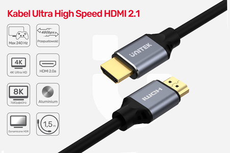 Unitek przewód HDMI 2.1 8K, UHD, 2 m - czarny (C138W)