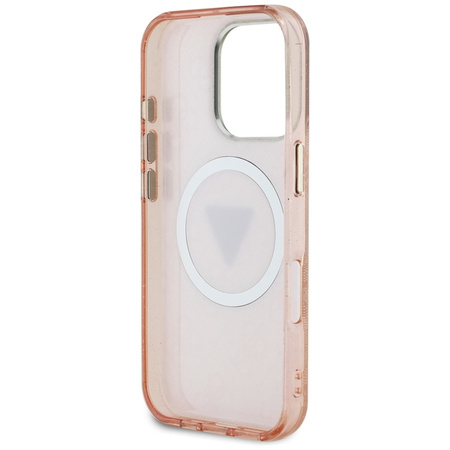 Guess IML Metal Glitter 4G Circle Triangle MagSafe - Etui do iPhone 16 Pro (różowy) (GUHMP16LHG4PRTGP)