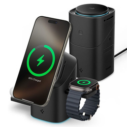 Spigen Essential EF223MS Qi2 Rotary Magnetic - Ładowarka indukcyjna MagSafe 3w1 do iPhone, AirPods i Apple Watch 15W (Black) (ACH09542)