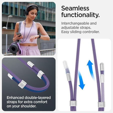 Spigen Universal Strap Set Crossbody & Wrist - Pasek do telefonu na ramię + na nadgarstek (Deep Purple) (AFA08363)
