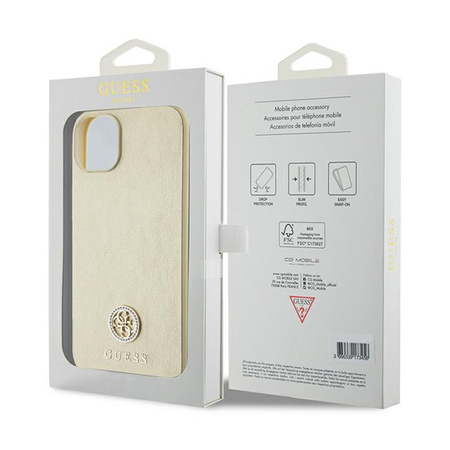 Guess 4G Strass Metal Logo - Etui iPhone 15 Plus (złoty) (GUHCP15MPS4DGPD)