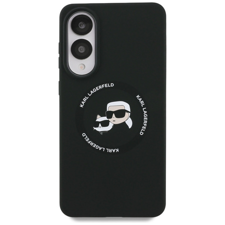 Karl Lagerfeld Silicone Double Heads And Circle MagSafe - Etui Samsung Galaxy S25 Edge (czarny) (KLHMS25ESKCHTCK)