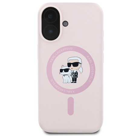 Karl Lagerfeld Silicone Karl & Choupette Ring MagSafe - Etui iPhone 16 Plus (różowy) (KLHMP16MSCMKCRHP)
