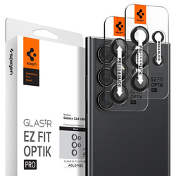 Spigen Optik Pro GLAS.TR EZ Fit Camera Protector 2-Pack - Szkło ochronne na obiektyw do Samsung Galaxy S24 Ultra (2 szt) (Czarny) (AGL07425)