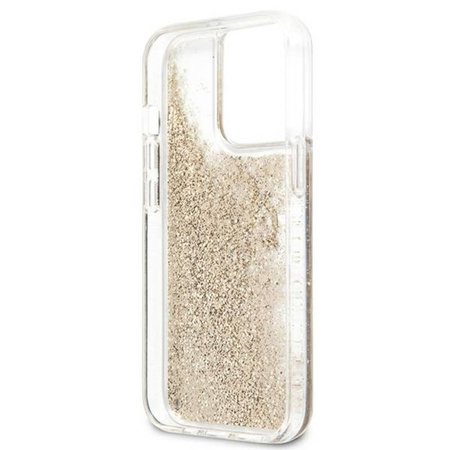 Guess Liquid Glitter 4G Big Logo - Etui iPhone 13 Pro Max (złoty) (GUHCP13XLG4GGO)