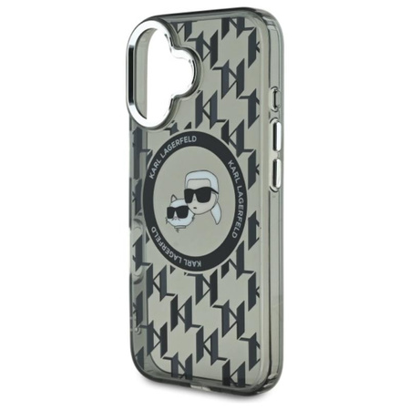 Karl Lagerfeld IML Monogram Karl & Choupette Head MagSafe - Etui iPhone 16 (czarny) (KLHMP16SHMCKMHK)