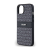 DKNY Leather Mono Stripe & Metal Logo - Etui iPhone 15 Plus / 14 Plus (czarny) (DKHCP15MPRTHSLK)