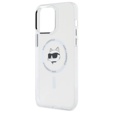 Karl Lagerfeld IML Metal Choupette Head MagSafe - Etui iPhone 13 Pro Max (biały) (KLHMP13XHLSCHH)