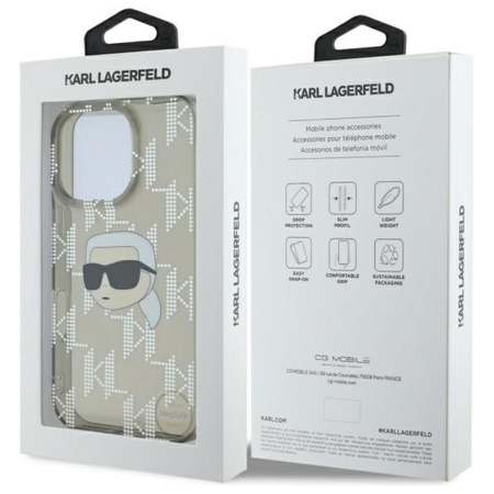 Karl Lagerfeld IML Karl Head Electroplated - Etui iPhone 16 Pro (czarny) (KLHCP16LHKLPKHK)