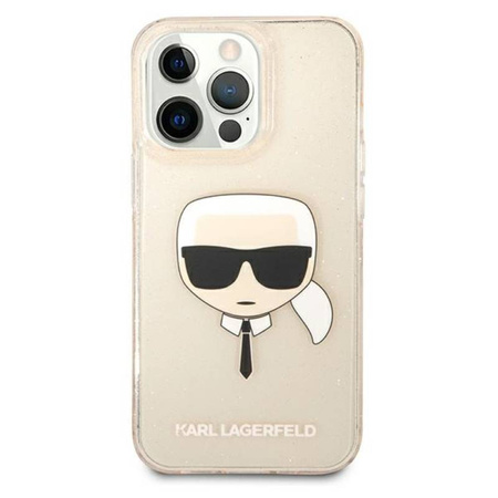 Karl Lagerfeld Karl’s Head Glitter - Etui iPhone 13 Pro (złoty) (KLHCP13LKHTUGLGO)