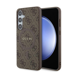 Guess 4G Collection Leather Metal Logo MagSafe - Etui Samsung Galaxy S24+ (brązowy) (GUHMS24MG4GFRW)