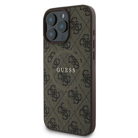 Guess 4G Ring Classic Logo MagSafe - Etui iPhone 16 Pro (brązowy) (GUHMP16LG4GFRW)