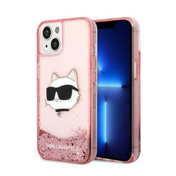 Karl Lagerfeld Liquid Glitter NFT Choupette Head - Etui iPhone 14 Plus (różowy) (KLHCP14MLNCHCP)