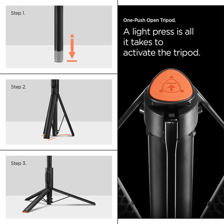 Spigen S541W Bluetooth Selfie Stick Tripod - Statyw na smartfon / uchwyt selfie stick (Black) (AMP09336)