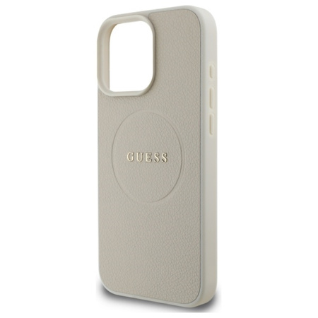 Guess Grained Ring MagSafe - Etui iPhone 16 Pro Max (beżowy) (GUHMP16XPGHSMME)