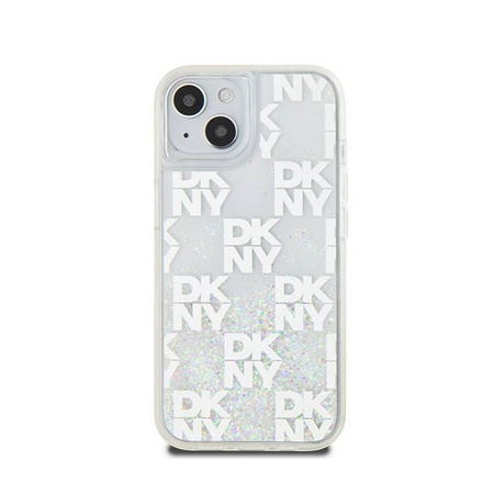 DKNY Liquid Glitter Multilogo - Etui iPhone 15 / 14 / 13 (biały) (DKHCP15SLCPEPT)