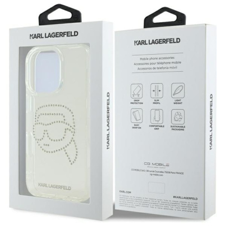 Karl Lagerfeld IML Rhinestones Karl Head - Etui do iPhone 16 Pro Max (przezroczysty) (KLHCP16XHKHDCELT)