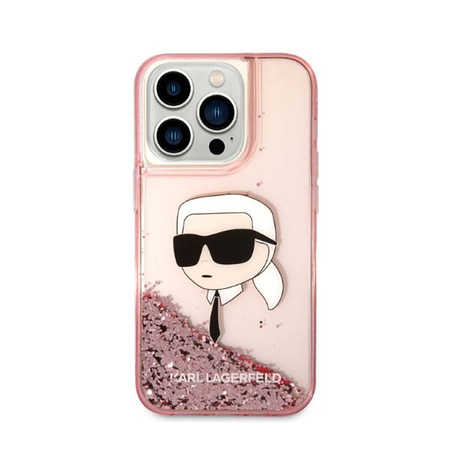 Karl Lagerfeld Liquid Glitter NFT Karl's Head - Etui iPhone 14 Pro Max (różowy) (KLHCP14XLNKHCP)