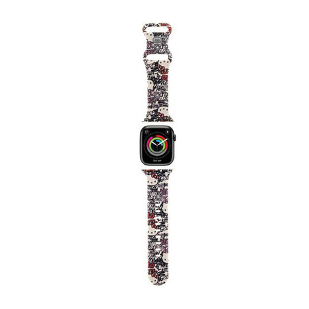 Hello Kitty Silicone Tags Graffiti - Pasek do Apple Watch 38/40/41 mm (beżowy) (HKAWMSDGPTE)