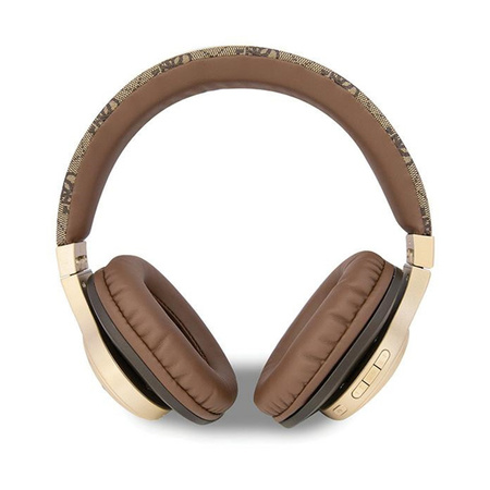 Guess 4G Script Metal Logo - Bezprzewodowe słuchawki nauszne Bluetooth V5.3 (brązowy) (GUBH604GEMW)