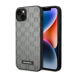 Karl Lagerfeld Saffiano Mono Metal Logo - Etui iPhone 14 Plus (szary) (KLHCP14MSAKLHPG)