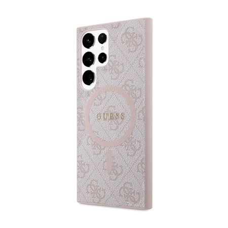 Guess 4G Collection Leather Metal Logo MagSafe - Etui Samsung Galaxy S24 Ultra (różowy) (GUHMS24LG4GFRP)